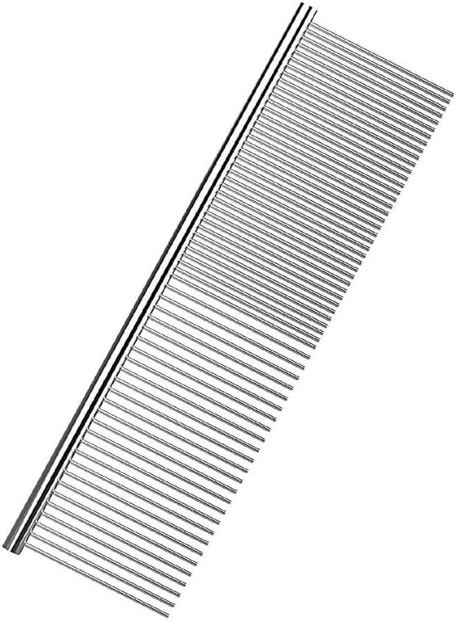 ERITIN Professional Dog Comb - Big Size 19 Cm Rounded Teeth Stainless Steel, Flat Comb for All Breeds & Pets - Image 1